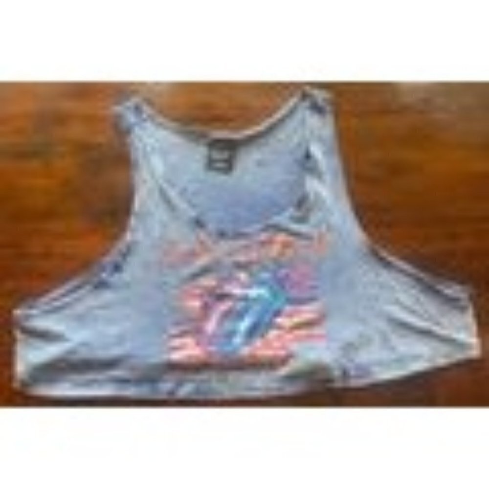 Rolling Stones Steel Wheels Tour Short Crop Top Tank Top in Size Small